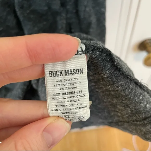 Buck Mason Heathered Navy Gray Short Sleeve Shirt Size XL - Picture 5 of 5